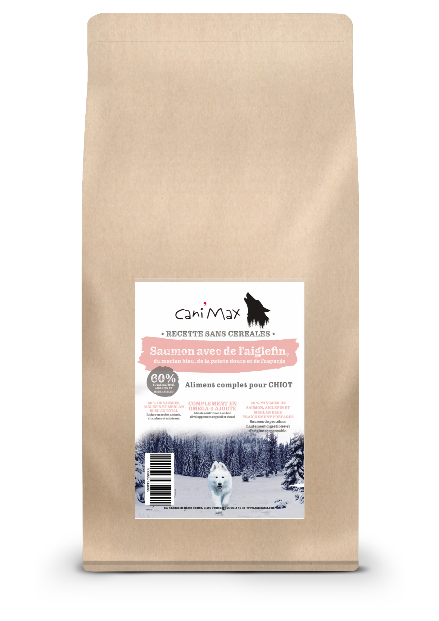 Cani'Max Sans Céréales - Chiot - Toutes races - Saumon avec de l'aiglefin