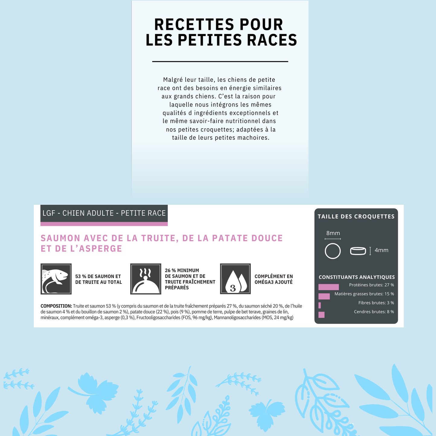 Cani'Max Sans Céréales - Chien Adulte - petites races - Saumon truite, patate, asperge