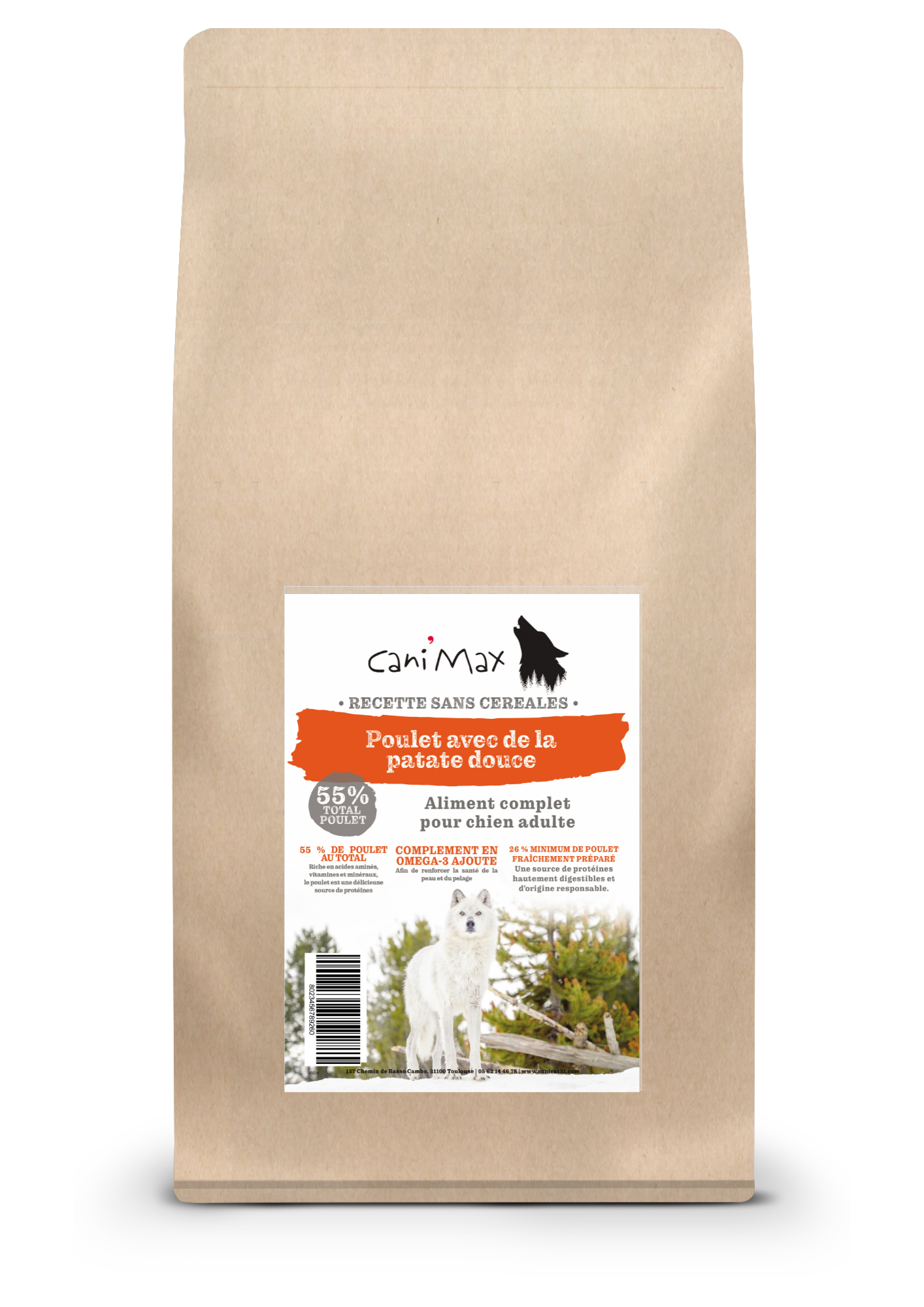 Cani'Max Sans Céréales - Chien Adulte - Toutes races - Poulet patate douce