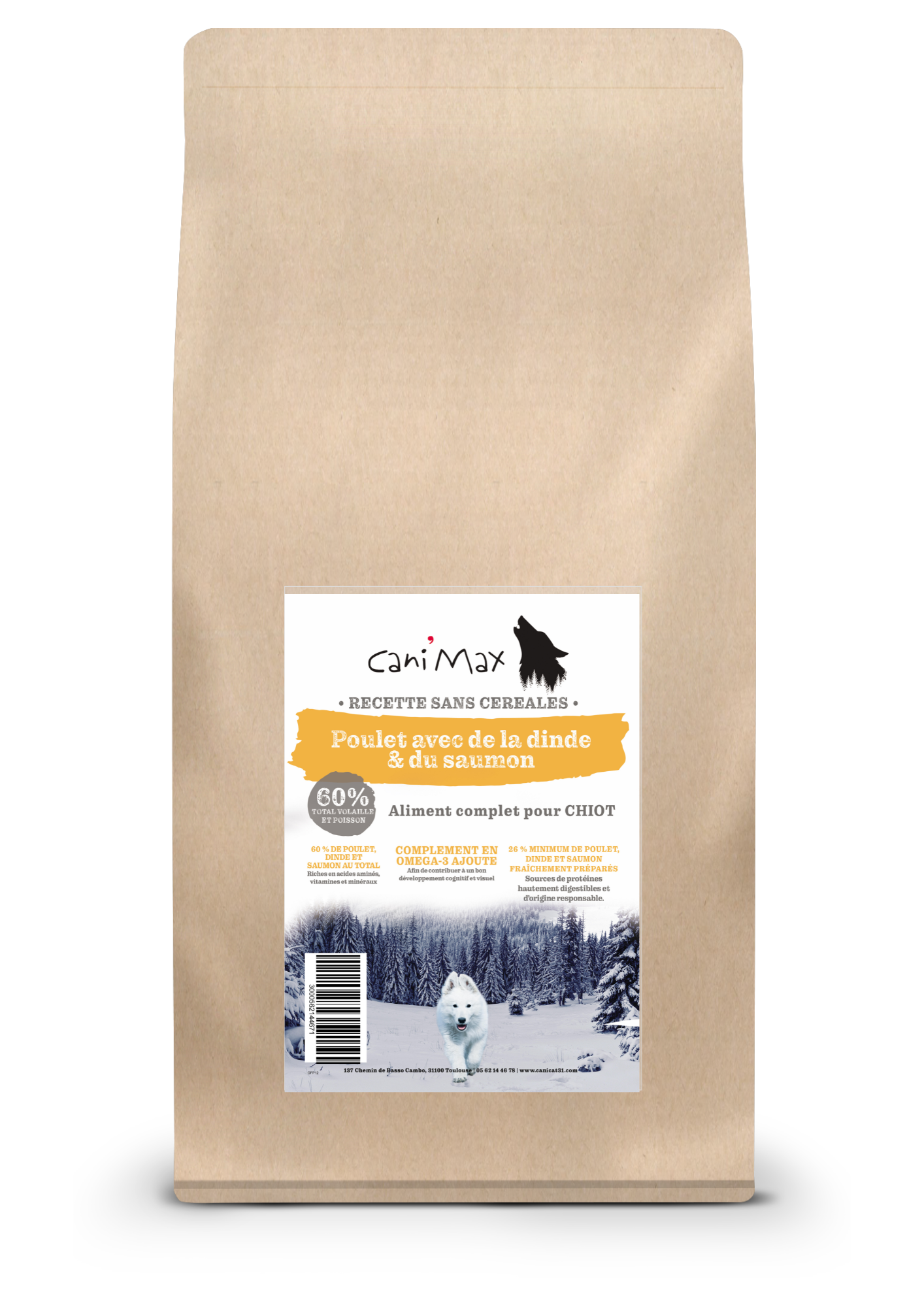 Cani'Max Sans Céréales - Chiot - Toutes races - Poulet, dinde saumon