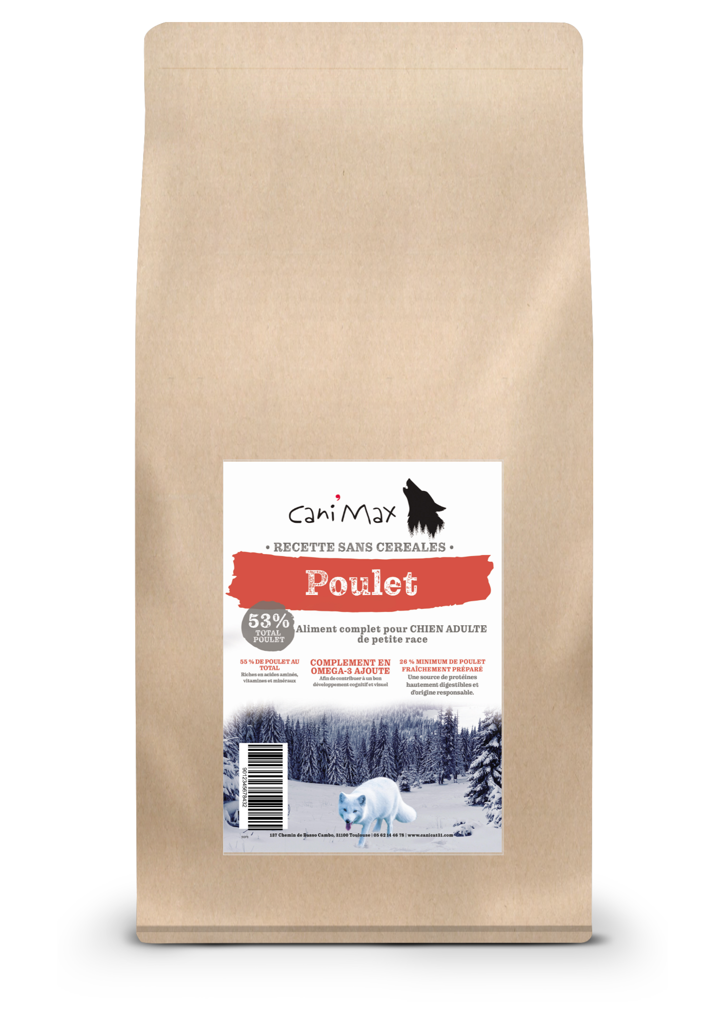Cani'Max Sans Céréales - Chien Adulte - Petites Races - Poulet