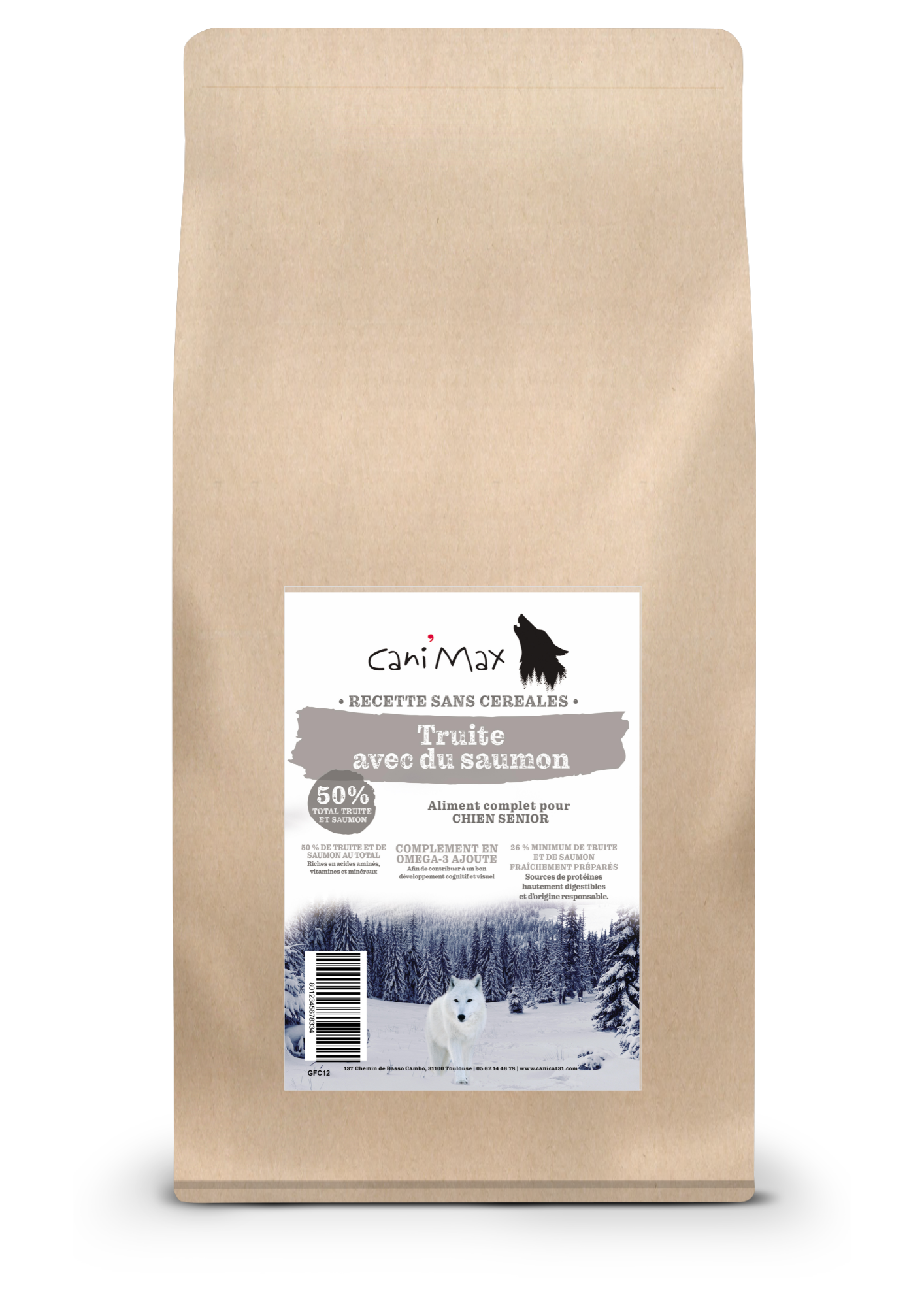 Cani'Max Sans Céréales - Chien Senior - Truite et saumon