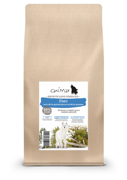 Cani'Max Sans Céréales - Chien Adulte - Toutes races - Porc, patate douce et pomme