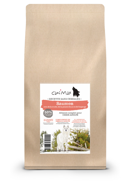 Cani'Max Sans Céréales - Chien Adulte - Toutes races - Saumon truite patate asperge